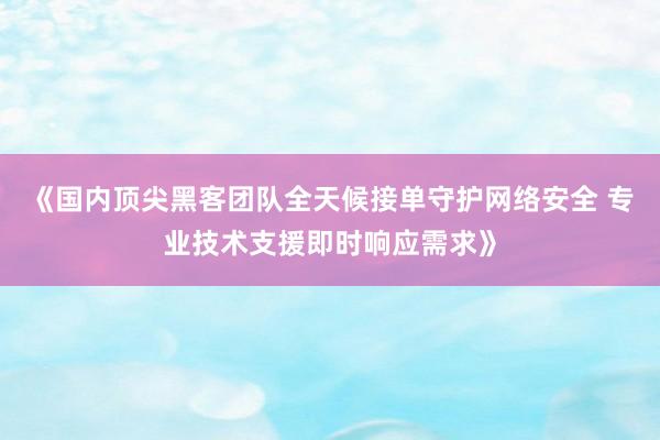 《国内顶尖黑客团队全天候接单守护网络安全 专业技术支援即时响应需求》