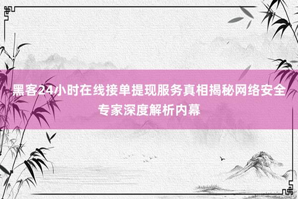 黑客24小时在线接单提现服务真相揭秘网络安全专家深度解析内幕
