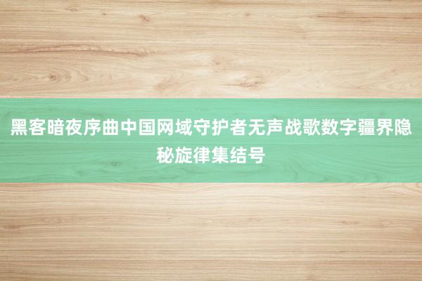 黑客暗夜序曲中国网域守护者无声战歌数字疆界隐秘旋律集结号