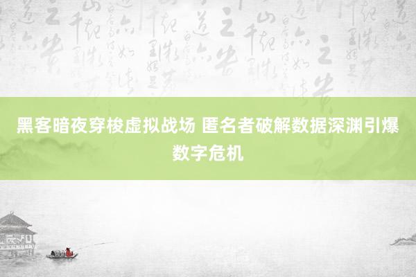 黑客暗夜穿梭虚拟战场 匿名者破解数据深渊引爆数字危机